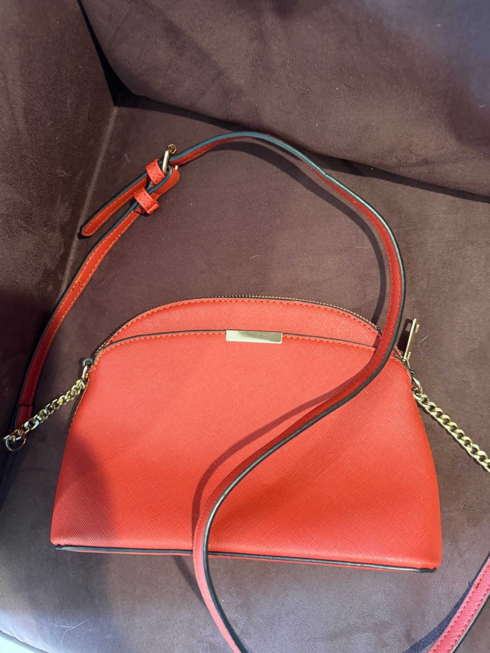 Red Women's Crossbody Bag with Gold Chain Accent